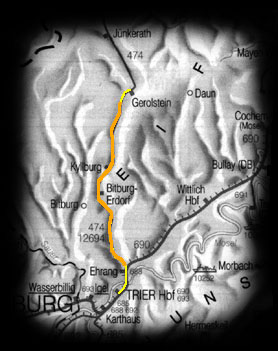 Streckenkarte KBS 474, Abschnitt Gerolstein - Trier